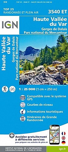 3540ET - Haute Vallee du Var / Gorges de Daluis / PN du Mercantour